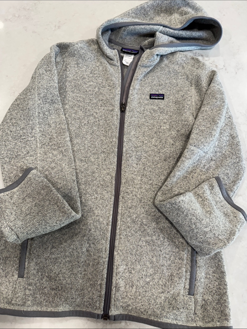Patagonia Light Gray Hooded Full-Zip Fleece Jacket Women’s Medium